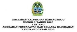 Peraturan Kalurahan Nomor 9 Tahun 2025 tentang Anggaran Pendapatan dan Belanja Kalurahan 2026